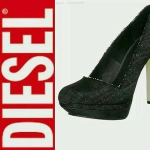 Diesel Black Denim Platform Heels European size 39 , US 8.5